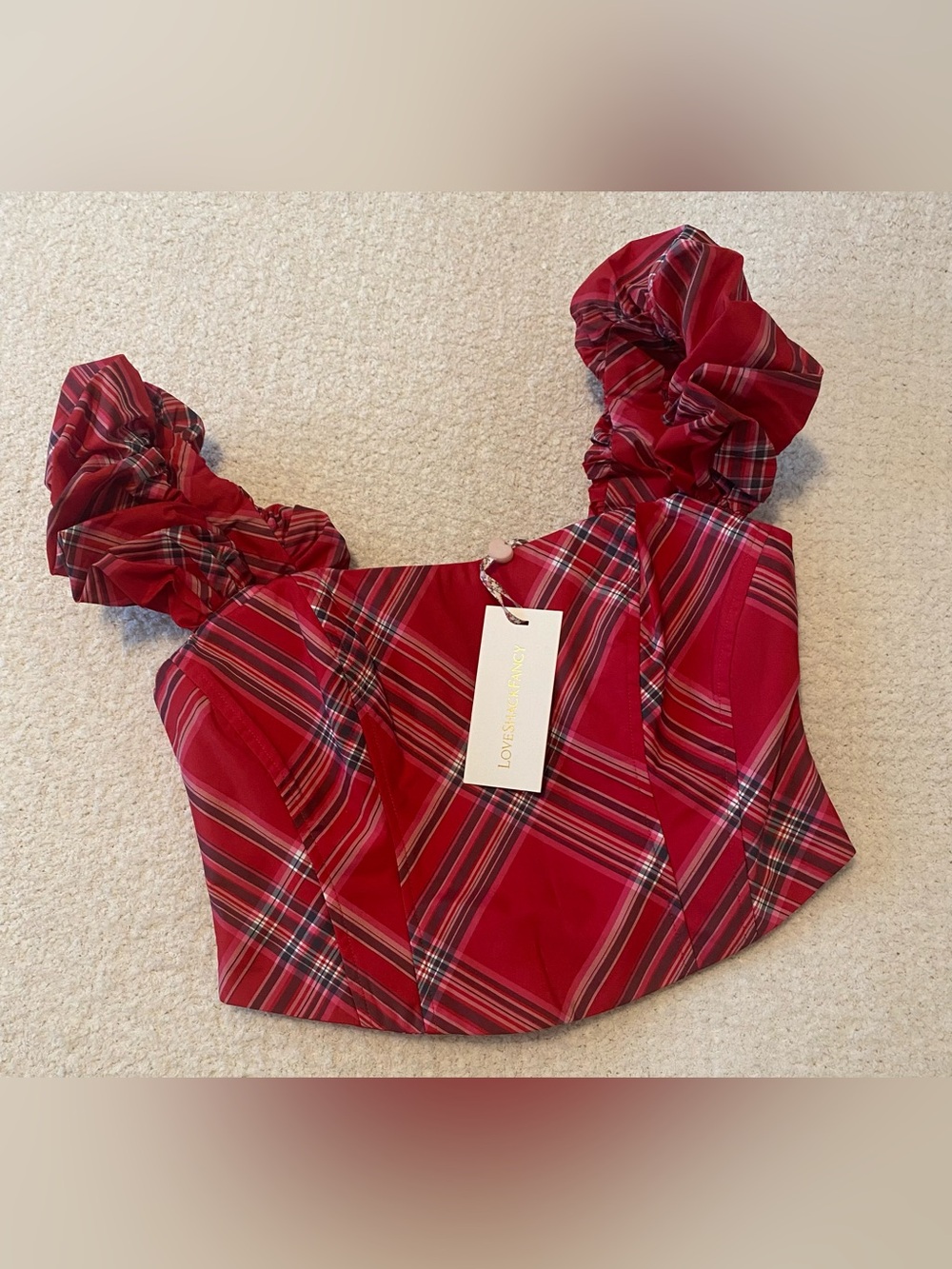 LoveShackFancy Maryjane Plaid Crop Top Bunny & Babe Size 2